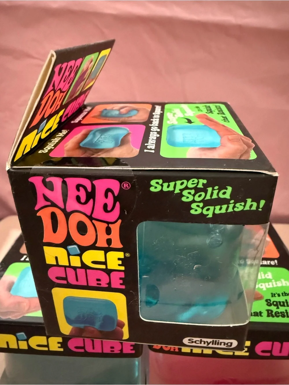 NeeDoh Nice Cube Kids Learning Toy - Pink and Blue Squish Cubes
